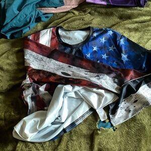 Brand new patriotic long sleeve poly blend men’s shirt